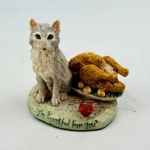 I'm Thankful For You Lowell Davis Schmid RFD America Figurine 27563 Cat Turkey - Picture 2 of 9